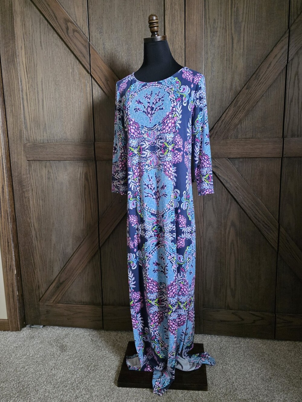 Lilly Pulitzer Morgann Blue and Purple Floral Maxi Dress